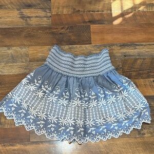 LoveShackFancy‎ Blue and White Embroidered Skirt